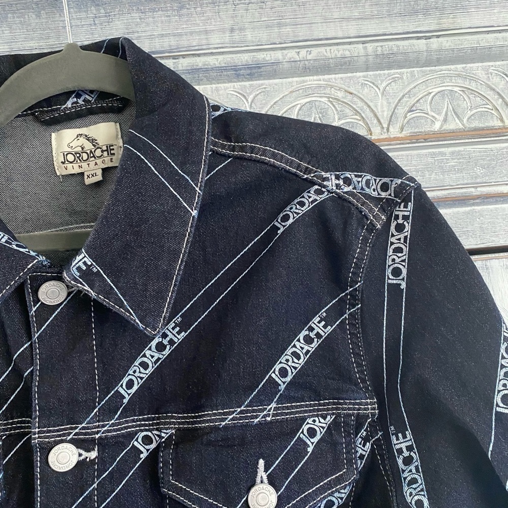 Jordache RINSE DIAGONAL LOGO PRINT SHRUNKEN JACKET - Picture 8 of 14
